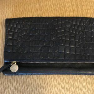 Claire Vivier Crocodile Leather Clutch Bag, black